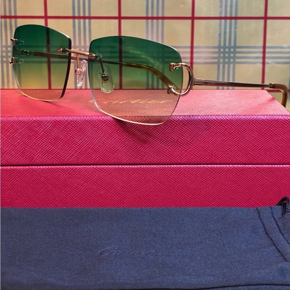 CARTIER UNISEX BIG C RIMLESS SUNGLASSES